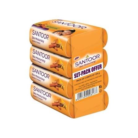 Buy Santoor Skin Moisturizing Sandal & Turmeric Soap 37g x 4  Fresh Online at ZipLance