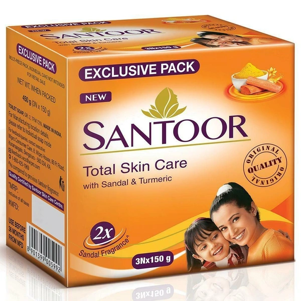 Buy Santoor Skin Moisturizing Sandal & Turmeric Soap (150g x 3N) Fresh Online at ZipLance